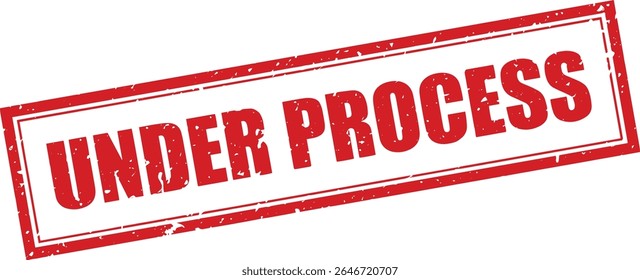 Red Under Process Rubber Stamp Word Text Written in Grunge Vector in Double Sharp Border, Vintage, Transparent Background