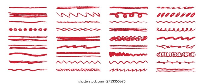 Rote Unterstreichung Stift Strich handgezeichnete Doodle. Vektorgrafik