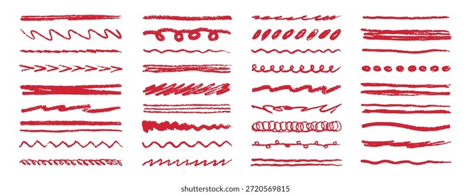 Rote Unterstreichung Stift Strich handgezeichnete Doodle. Vektorgrafik