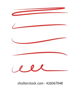 Red Underline Stroke Set, Red Hand Lettering Underlines, Red Brush Line Set