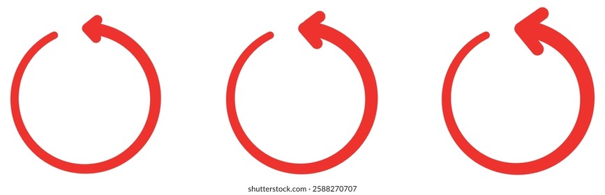 Red undo Icon. Back or Return Illustration As A Simple Vector Sign  Trendy Symbol.  Following each other in a circle. Refresh icon vector illustration. Reload sign and symbol.Refresh icon set