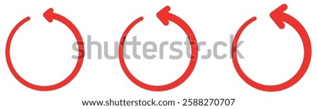Red undo Icon. Back or Return Illustration As A Simple Vector Sign  Trendy Symbol.  Following each other in a circle. Refresh icon vector illustration. Reload sign and symbol.Refresh icon set