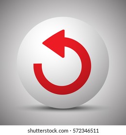 Red Undo Icon On White Sphere