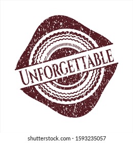 Red Unforgettable distress rubber seal with grunge texture