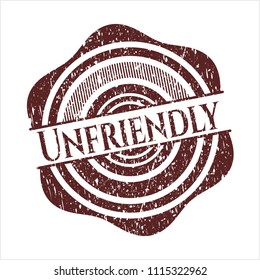 Red Unfriendly distressed rubber stamp with grunge texture