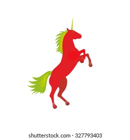 red unicorn vector icon on white