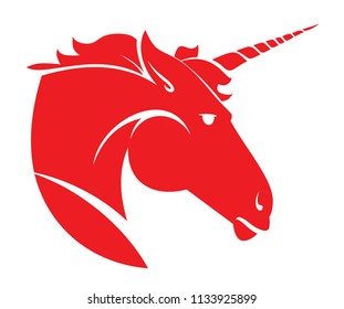 red unicorn's head vector emblem