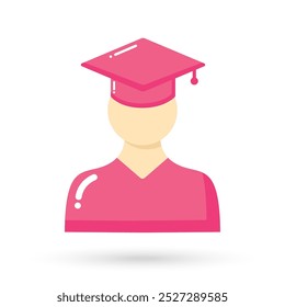 Red uniform student with toga symbol. User, avatar, human, person, people icon. Learning concept can be used for web, logo, mobile app, UI, UX, savings, , study, graduation isolated on white.