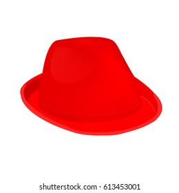 Red unisex fashion hat, summer panama hat isolated vector