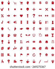 red universal icons for sites on a white background