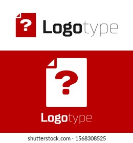 Red Unknown document icon isolated on white background. File with Question mark. Hold report, service and global search sign. Logo design template element. Vector Illustration