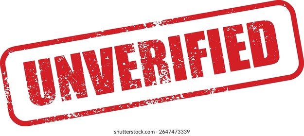 Red Unverified Rubber Stamp Word Text Written in Grunge Vector in Round Border, Vintage, Transparent Background