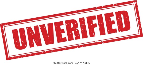 Red Unverified Rubber Stamp Word Text Written in Grunge Vector in Double Sharp Border, Vintage, Transparent Background