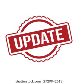 roter Update-Stempel auf weißem Hintergrund, Vektorgrafik