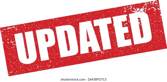 Red Updated Rubber Stamp Word Text Written in Reverse Grunge Vector in Sharp Border, Transparent Background