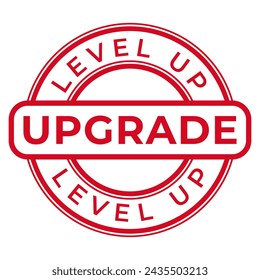 Red Upgrade, Level Up isolated stamp sticker vector illustration