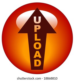 red upload arrow web button or icon