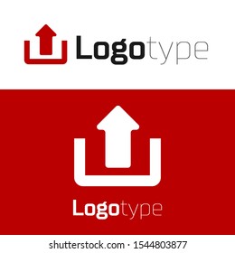 Red Upload icon isolated on white background. Up arrow. Logo design template element. Vector Illustration