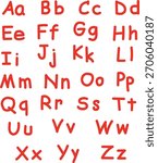 Red uppercase and lowercase alphabet letters on white background