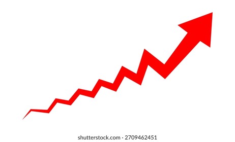 Red Upward Arrow Growth Chart Symbol. Business Success Increase Financial Graph Vector Illustration