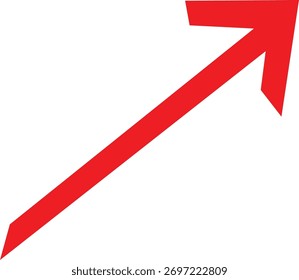 Red upward arrow icon on white background, minimal vector direction sign representing growth, success, and progress, clean flat design for business, finance, and navigation concepts