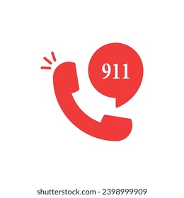 llamada urgente roja con teléfono como 911