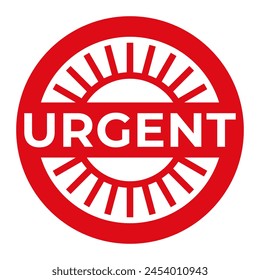 Rojo Urgente sello redondo aislado, etiqueta engomada, Ilustración vectorial de la señal