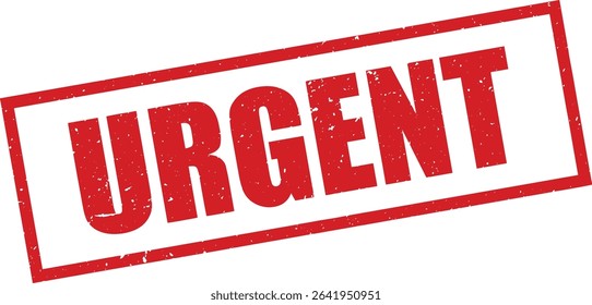 Red Urgent Rubber Stamp in Grunge Vector in Sharp Border, Transparent Background