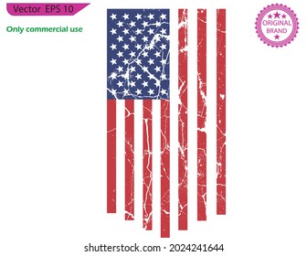 Red USA Flag. Distressed American flag with crack elements, patriot, military flag Distressed American flags set, eps10, transparent background, high resolution, Only commercial use