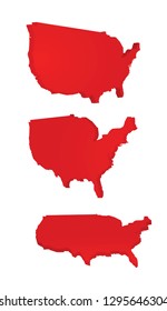 Red USA map 3D perspective view. vector illustration