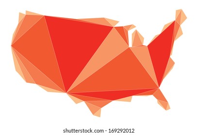 red USA map- crystal like