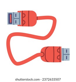 Cable Usb rojo como accesorio de ordenador personal e Ilustración de vectores de componentes