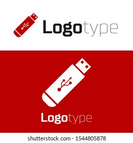 Red USB flash drive icon isolated on white background. Logo design template element. Vector Illustration