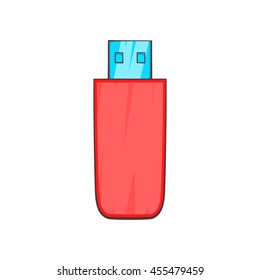 Red USB flash drive icon in cartoon style on a white background