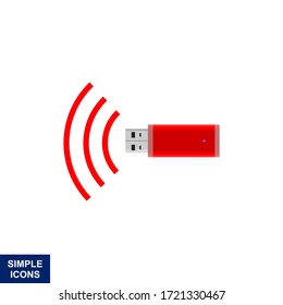 Red USB Wifi cellular service signal. Vector illustration.
