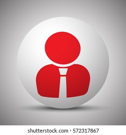 Red User Profile icon on white sphere