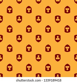 Red User protection icon isolated seamless pattern on brown background. Secure user login, password protected, personal data protection, authentication icon. Flat design. Vector Illustration