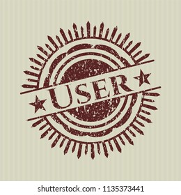 Red User rubber grunge texture stamp