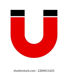 Red U-shaped magnet icon. Vector.