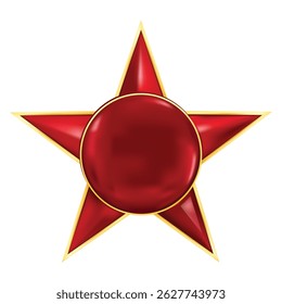 Estrela soviética vermelha em forma 3D. A estrela de cinco pontas, o emblema da União Soviética