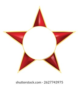 Red USSR soviet star 3D shape. The five-pointed star, the emblem of the Soviet Union