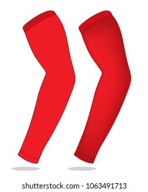 Red UV Protection Arm Sleeve Template On White Background, Vector File