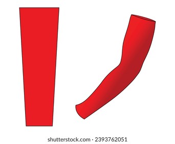 Red UV Protection Arm Sleeve Template On White Background, Vector File