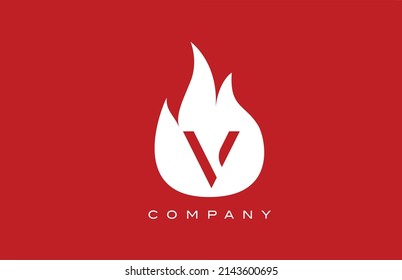 red V fire flames alphabet letter logo design. Creative icon template for company  and business