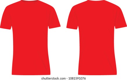 Red v neck t shirt. vector illustration