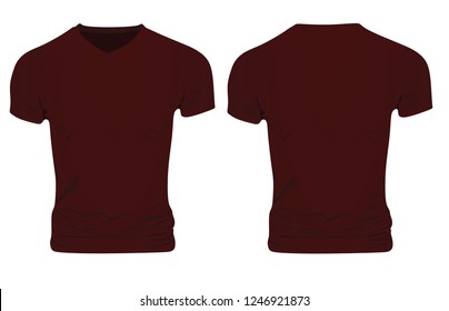 Red V Neck T Shirt. Vector Illustration