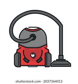 Red vacuum cleaner to clean house and remove dust