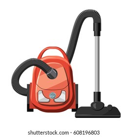 Red vacuum cleaner icon. Cartoon illustration of red vacuum cleaner vector icon for web