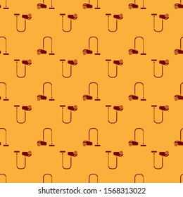 Red Vacuum cleaner icon isolated seamless pattern on brown background.  Vector Illustration