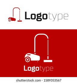Red Vacuum cleaner icon isolated on white background. Logo design template element. Vector Illustration